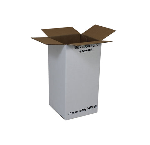 (100pcs) White RSC Shipping Boxes 100x100x200mm – Eco-Friendly & Durable