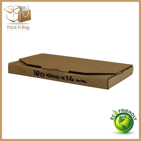 180x100x16mm (100pcs) - Brown Diecut Cardboard Mailer Boxes