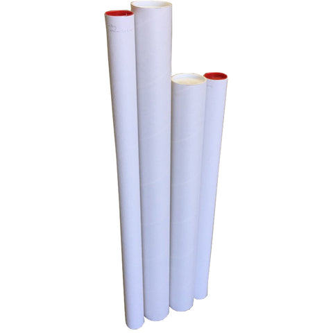 660x60x1.8mm (1pcs) - White Cardboard Mailing Tubes With Red End Caps
