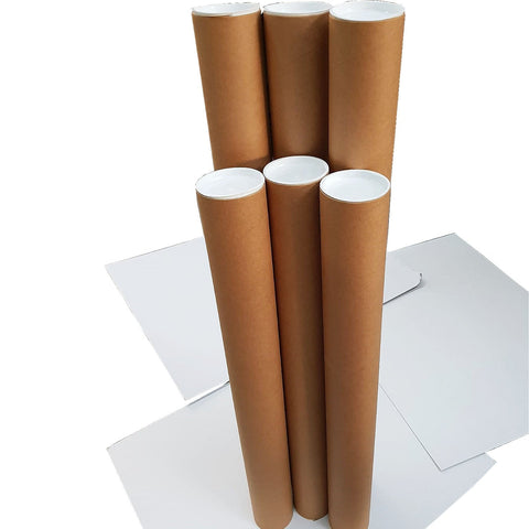 1040x90x1.8mm (1pcs) - Brown Kraft Cardboard Mailing Tube With End Caps