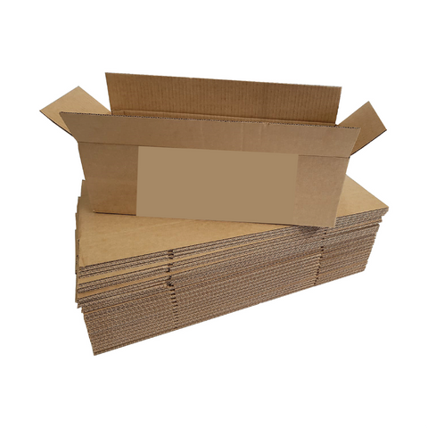 Brown RSC Cardboard Boxes – 430x105x135mm (43x10.5x13.5cm) (Pack of 25) | Durable