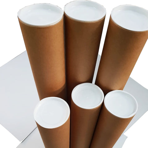 850x90x1.8mm (1pcs) - Brown Kraft Cardboard Mailing Tube With End Caps