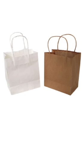 350h x 260w x 90g W1 (25pcs) - White Kraft Paper Bags