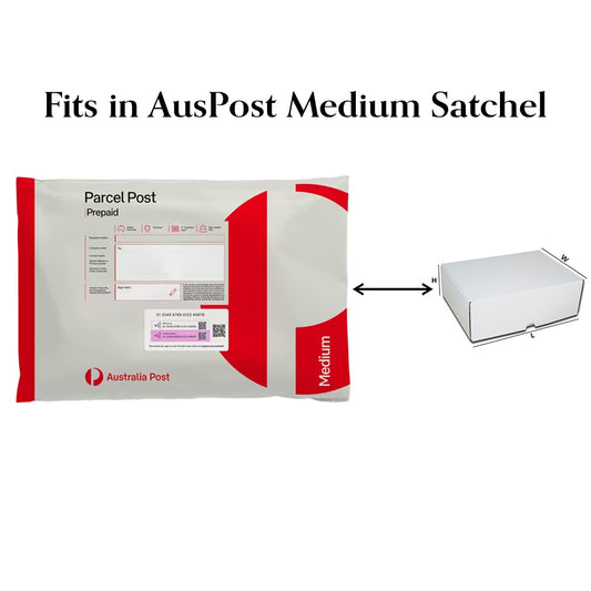 (25pcs) White Die-Cut Box 270x160x77mm Fits in AusPost Medium Satchels