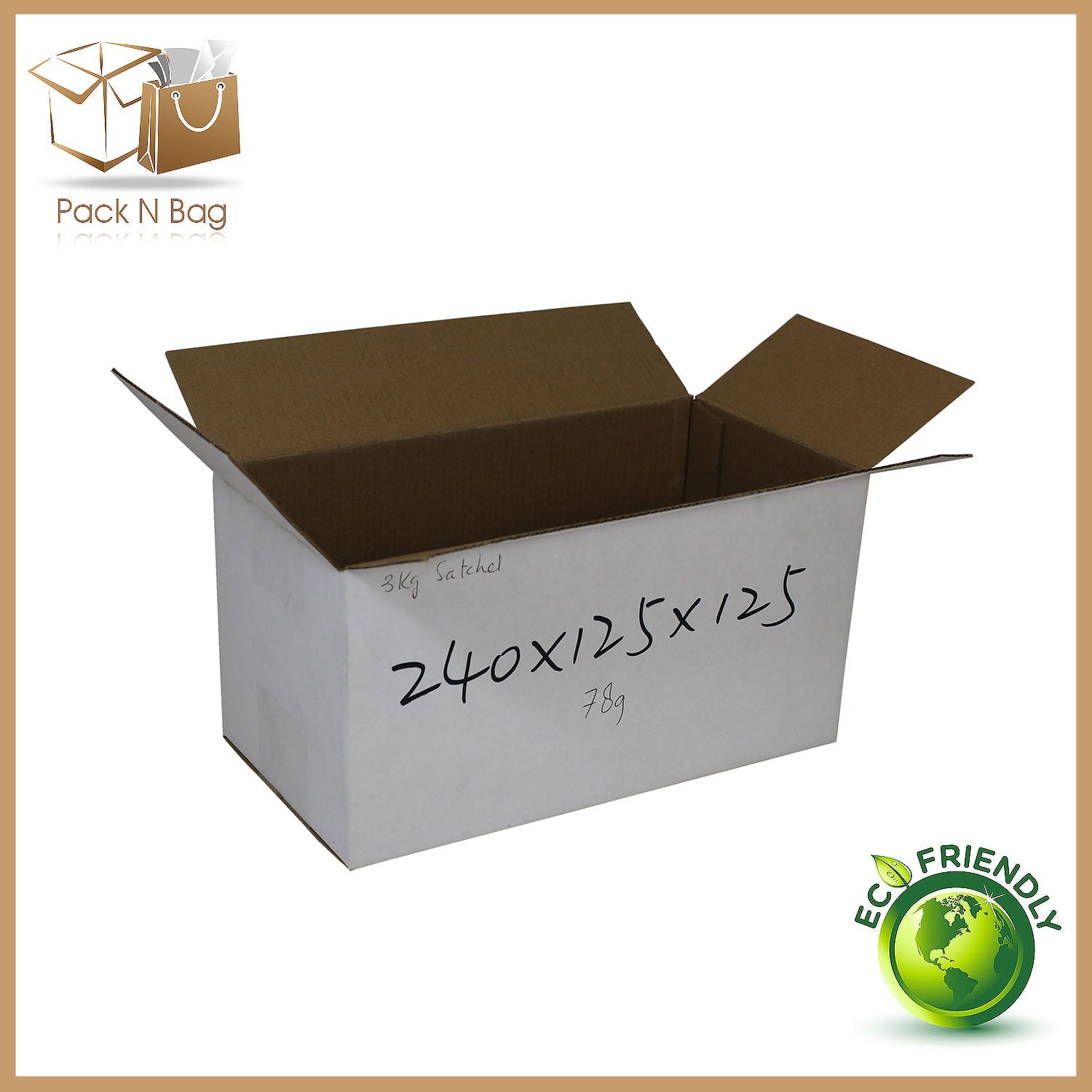 240x125x125mm (25psc) - White RSC Boxes – PackNBag