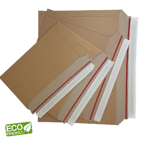 240x128mm 300gsm DLX Size (100pcs) - Brown Kraft Rigid Mailers For CD/DVD/Photo/Document