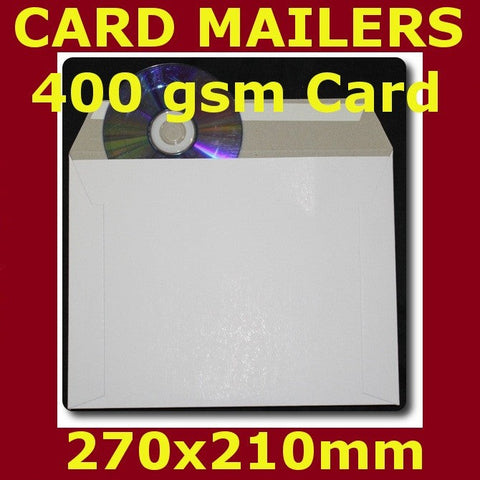 270x210mm 400gsm (200pcs) - White Rigid Cardboard Mailer For CD/DVD/Photo/Document
