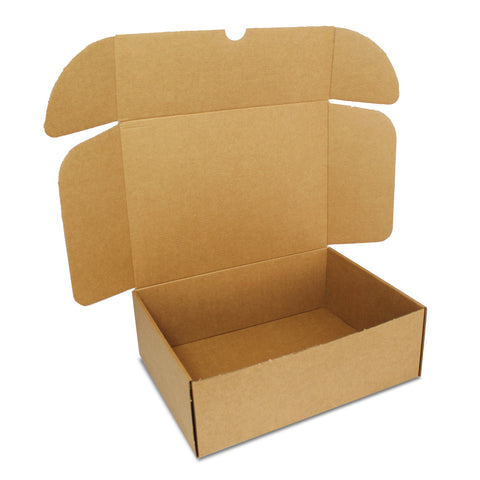 E-Flute White & Brown Box 270x200x55mm Fits in Aus Post Medium Satchels