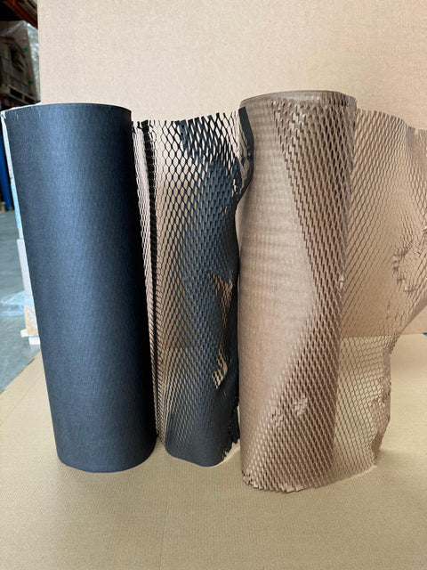 Roll - 500mm x 100M Stretched Length - Honeycomb Charcoal Protective Wrap