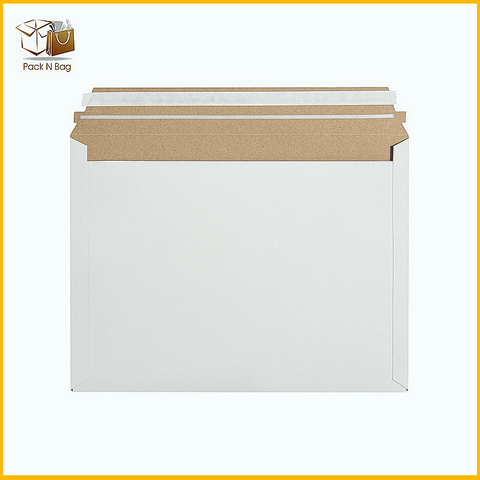 350x250mm 400gsm (100pcs) - White Rigid Cardboard Mailer For CD/DVD/Photo/Document