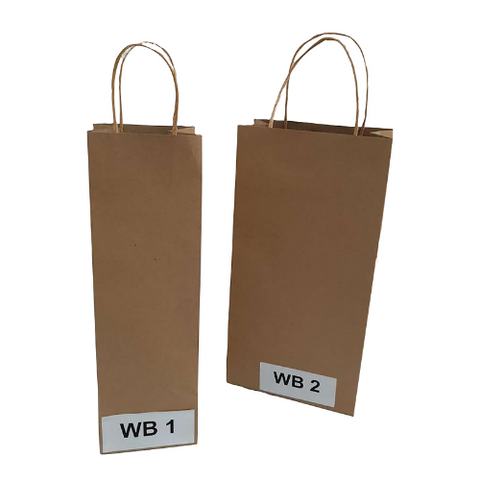 360h x 110w x 90g WB1 (100pcs) - Brown Kraft Paper Wine Bottle Bags
