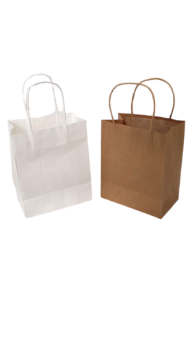 350h x 260w x 90g (50pcs) - W1 - White Kraft Paper Bags